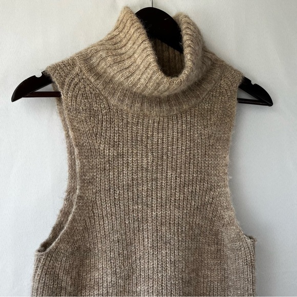 Joie Women's SMALL Tan Sleeveless Turtleneck Sweater Alpaca Nylon Blend - Picture 1 of 10